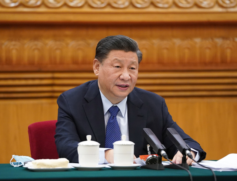 2021年3月7日，習近平參加十三屆全國人大四次會議青海代表團的審議。
